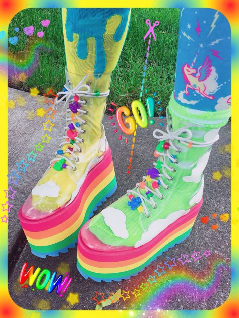 my personalized Current Mood shoes Weird Core Outfits, Decora Aesthetic, Shoes Kawaii, Decora Fashion, Harajuku Decora, Silly Clothes, Kawaii Shoes, Shoes Ideas, Kid Core