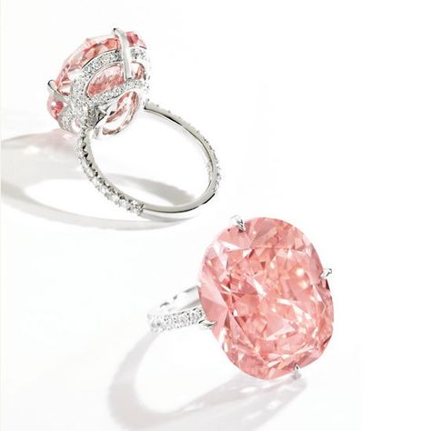 15.23ct Intense Orangy Pink Diamond Ring - Sothebys Pink Jewellery, Magnificent Jewels, Pink Cushion, Cushion Cut Diamond Ring, Pink Diamond Ring, Fantasy Closet, Bond Street, Hidden Halo, Diamond Set