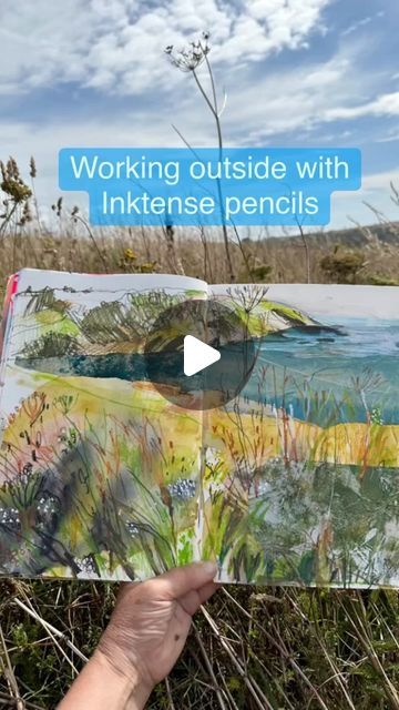 Debbie Mackinnon on Instagram: "I always look for ways to speed up my plein air work. You’ve often seen me use inktense pencils made by Derwent. Just love the vibrancy of inky colour that I can get when I add a bit of water. And I can make lots of interesting bold marks with no brush! Really helps as it means I can do more and yet I have to carry less on my plein air adventures. 
Walking the Devon Coastal Path today which was wonderful. 

 I love the range of vibrant inktense colours. 
Many thanks to @derwentartau 
#yesderwent" Inktense Pencils Tutorials, Inktense Pencils, Derwent Inktense, Do More, Speed Up, Devon, Plein Air, Just Love, Walking