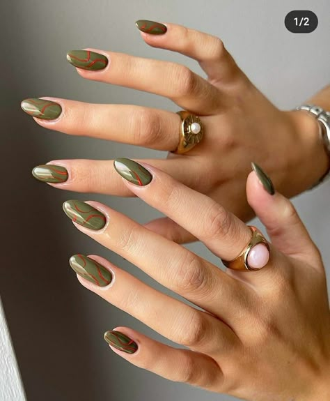 Olive Nails, Simple Fall Nails, Mens Nails, Fall Nail Trends, Green Nail Designs, Cute Nails For Fall, Smink Inspiration, Makijaż Smokey Eye, Nail Swag