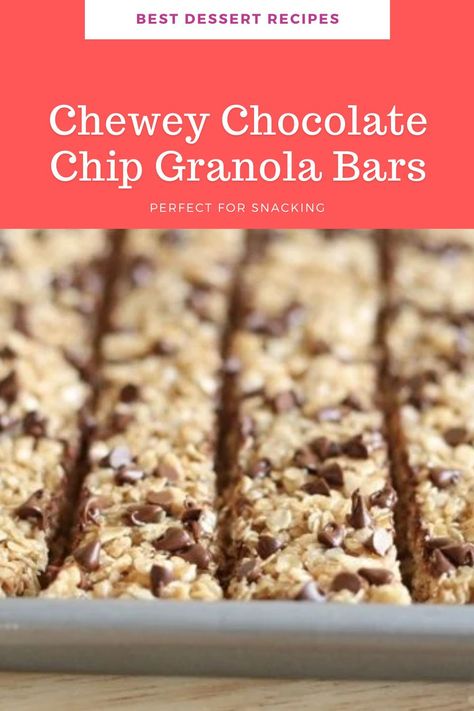 This Chewy Chocolate Chip Granola Bar Recipe is THE BEST and easiest way to make granola bars! Plus, they’re cheaper and healthier than the store-bought kind! #granola #flapjack Peanut Butter Granola Bar Recipe, Chocolate Chip Granola Bar Recipe, Diy Granola Bars, Chewy Chocolate Chip Granola Bars, Granola Bar Recipe Chewy, Chewy Granola Bars Homemade, Peanut Butter Granola Bars, Easy Granola Bars, Granola Bars Recipe