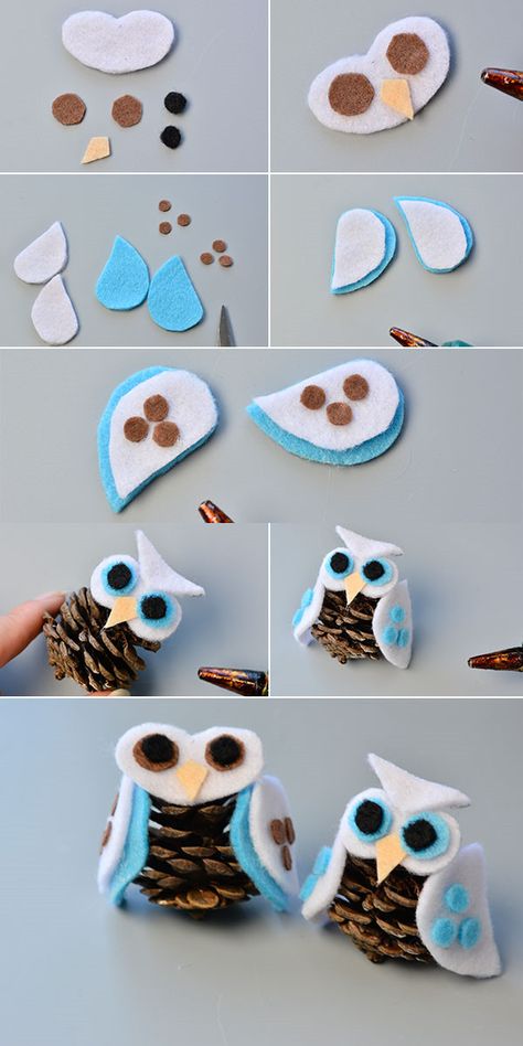 Owls Made From Pinecones, Owl Craft Ideas, Owl Crafts For Adults, Diy Owl Crafts, Pine Cone Owls, Owl Decorations, Pinecone Crafts Kids, Creative Christmas Crafts, Owl Home Decor