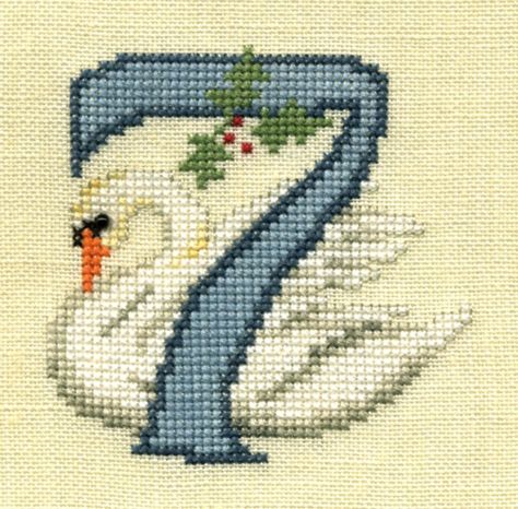 Cross Stitch and Country Crafts - Seven Swans a Swimmin'. Seven Swans, Country Crafts, Knitting Charts, Christmas Cross, 12 Days Of Christmas, Swans, Christmas Cross Stitch, 12 Days, Le Point