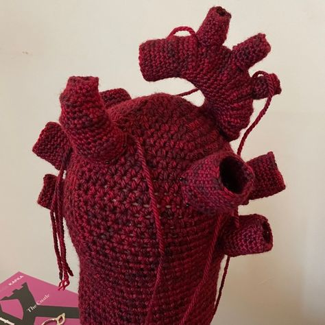 ☆*:.｡.(* ⁰ ཀ ⁰*)╯🔪 — Anatomical Heart Balaclava by @kazclops . Heart Balaclava, Crochet Costumes, Anatomical Heart, Granny Squares Pattern, Creative Halloween Costumes, Square Patterns, Diy Crochet Projects, Diy Knitting, Extra Fabric