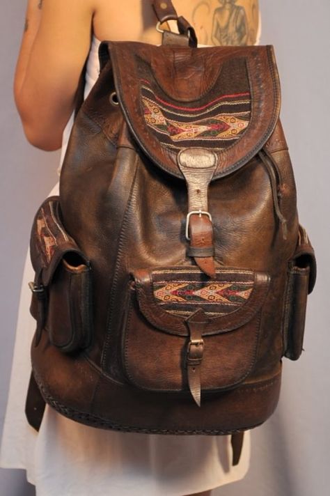 . Portable Closet, Back Bag, Boho Bags, Boot Bag, Hippie Chic, Handcrafted Leather, Leather Pouch, Leather Items, Backpack Purse