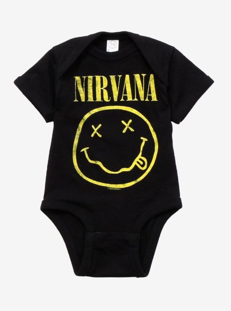 Nirvana Smile, Rock Baby Clothes, Arctic Fox Hair Dye, Newborn Shirts, Sailor Moon Shirt, Smile Logo, Gothic Baby, Arctic Fox Hair Color, Goth Baby