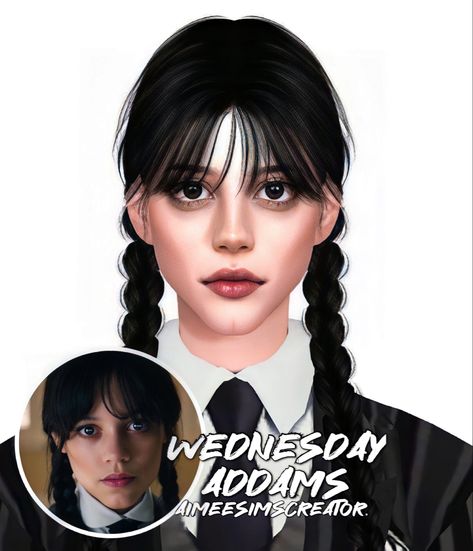 #wednesday wednesday addams jenna ortega #sims4 #thesims4 #ts4cc #download #creating #art #artist #games #gaming #aimeesimscreator Sims 4 Cc Wednesday Addams Hair, Jenna Ortega Sims 4, Sims 4 Cc Wensday, Sims 4 Wednesday Cc, Sims 4 Jenna Ortega, Sims 4 Wednesday Addams Cc, Wednesday Addams Jenna, Wednesday Addams Jenna Ortega, Ts4 Hair