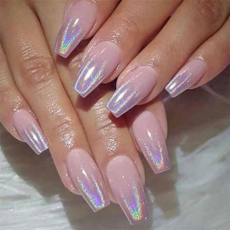 Nail Powder Dip, Ombre Chrome, Holographic Nail Designs, Powder Glitter Nails, Ombre Chrome Nails, Holographic Nail Powder, Chrome French, Urban Nails, Chrome Designs