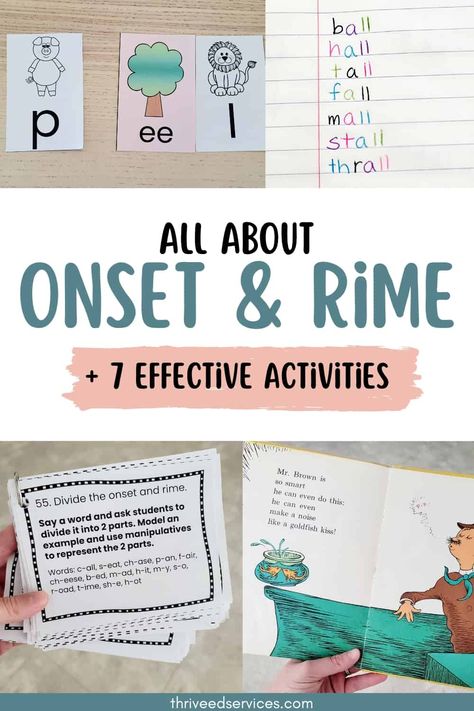 Are you looking to improve your students' literacy skills? Onset and rime is an important part of phonemic awareness that helps children understand the components of words and how they are related. Learn why it's important and find out suggested activities to help your students make the most of this valuable tool. Blending Onset And Rime Activities, Teaching Onset And Rime, Word Awareness Activities, Onset Rime Activities Preschool, Onset Rime Activities, Phonological Awareness Kindergarten, Onset And Rime Activities, Alphabet Games For Kindergarten, Onset And Rime