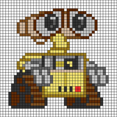 Walle And Eve Perler Beads, Disney Pixel Art Grid, Crochet Tapestry Alpha Pattern, Funny Alpha Pattern, 30x30 Pixel Art, Disney Alpha Patterns, Rick And Morty Pixel Art, Alpha Patterns Anime, Cartoon Pixel Art