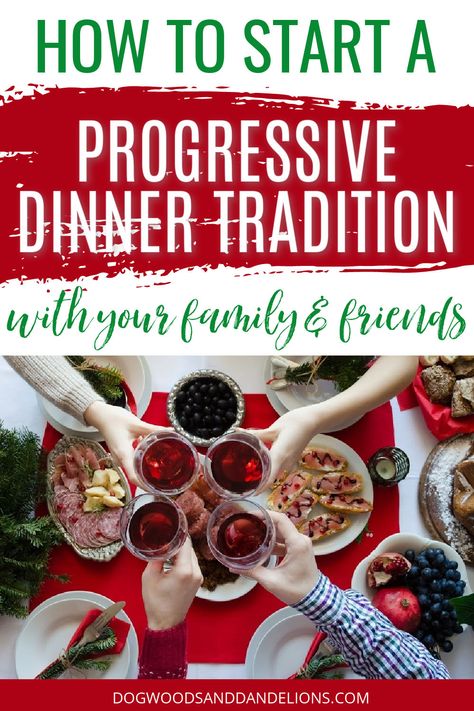 Christmas Progressive Dinner Menu Ideas, Holiday Progressive Dinner Ideas, Christmas Progressive Dinner Desserts, Progressive Dinner Ideas Themes, Christmas Progressive Dinner Ideas, Progressive Christmas Party Ideas, Progressive Dinner Ideas Main Course, Progressive Party Ideas, Progressive Dinner Dessert Ideas