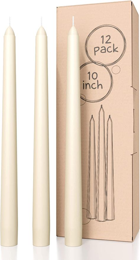 AmazonSmile: CANDWAX 10 inch Taper Candle Sticks Long Burning Set of 12 - Dripless Dinner Candles for Table Look Like Matte Metallic Candles and are Ideal for Any Occasion - Ivory Glitter Taper Candles : Home & Kitchen Candle Tapers, Themed Candles, Tall Candles, Tapered Candle, Dinner Candles, Tall Candle, Candle Sticks, Halloween Candles, Candle Dinner