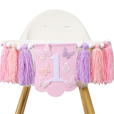 PRICES MAY VARY. PERFECT FOR BUTTERFLY FIRST BIRTHDAY - Celebrate your little girl's milestone with our enchanting Butterfly 1st Birthday High Chair Banner! Adorned with fairy butterfly illustrations in delightful pink and purple tones, this banner adds a magical touch to your little one butterfly, fairy pr spring theme 1st birthday party. IRRESISTIBLY DREAMLIKE DESIGN - Crafted with love and attention to detail, this highchair banner features a charming butterfly theme that is sure to capture h Fairy Birthday Party Decorations Diy, Butterfly Kisses And Birthday Wishes First Birthday, Unicorn Birthday Party 1st Bday, 1st Bday Butterfly Theme, One Year Old Butterfly Party, Fairy First Birthday Table Decor, My First Era Birthday Taylor Swift, Butterfly First Birthday Theme, Butterfly Theme 1st Birthday Party