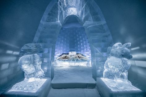 Sweden's Icehotel opens for business with amazing new ice sculptures Ice Hotel Sweden, Ice Palace, Ice Hotel, Winter Bucket List, Ice Houses, Sweden Travel, Ice Sculptures, Unique Hotels, Snow And Ice