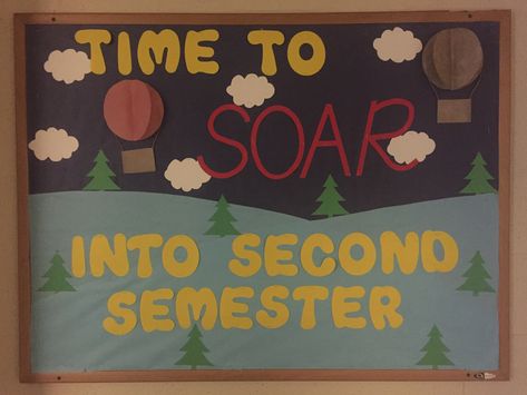 Starting off second semester on a high note! Second Semester Bulletin Boards, January Ra Bulletin Boards, Toddler Bulletin Boards, Ra Inspiration, Resident Assistant Bulletin Boards, Erin Miller, Valentines Day Bulletin Board, January Bulletin Boards, Ra Bulletins