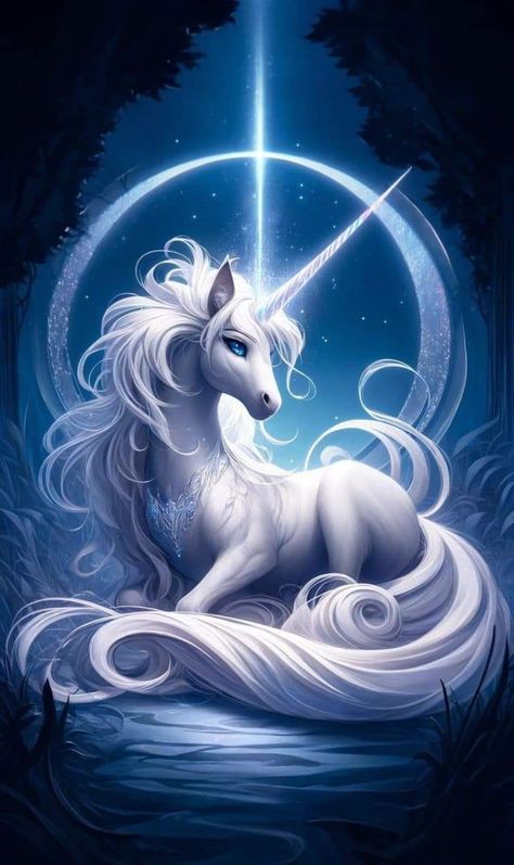 Under Moonlight, Unicorn Artwork, Magical Horses, Mythical Creatures Fantasy, Dragon Artwork Fantasy, Unicorn Pictures, Fantasy Horses, Physical Appearance, Fantasy Beasts