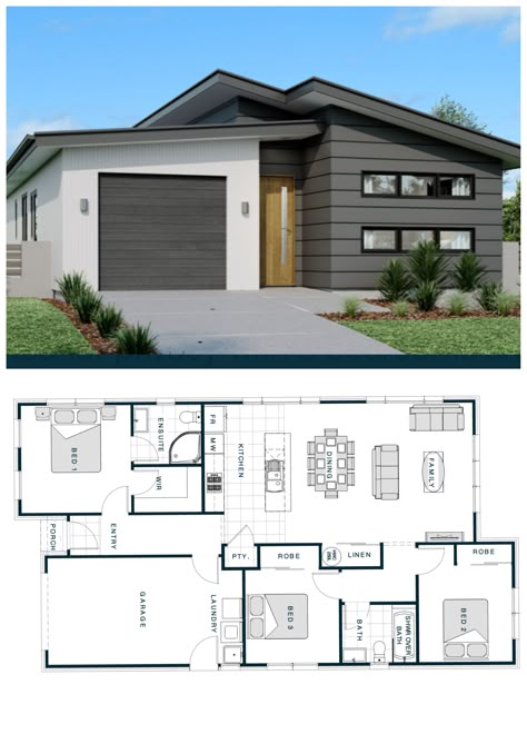 Small 3 Bedroom House Plans With Garage, 3 Bedroom Floor Plan With Garage, 3 Bedroom House Plans With Garage, 2 Bedroom House With Garage, 3 Bedroom 2 Bathroom House Plans, 3 Bedroom House Plans South Africa, Modern House Design With Garage, Small Modern House Plans 3 Bedroom, Small House With Garage