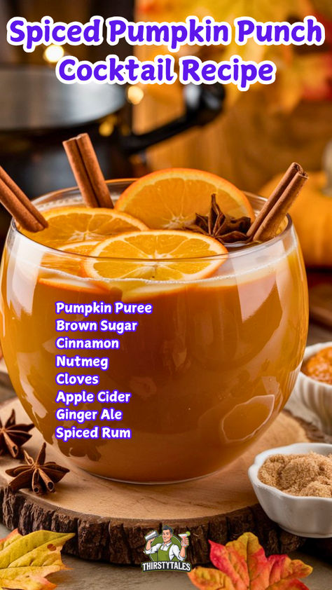 "Discover the ultimate Spiced Pumpkin Punch Cocktail recipe, perfect for 
your fall gatherings! This delightful blend of spiced rum, orange juice, 
and apple cider creates a warm and inviting drink that embodies the essence 
of autumn. Ideal for cozy nights or festive parties, this pumpkin punch 
will be a hit among your guests. Explore more fall punch recipes and 
elevate your cocktail game with this delicious spiced pumpkin fall 
cocktail!" Pumpkin Cocktail Recipes, Fall Punch Recipes, Fall Punch, Pumpkin Punch, Pumpkin Spice Cocktail, Unique Cocktail Recipes, Pumpkin Syrup, Punch Cocktails, Rum Cocktail Recipes