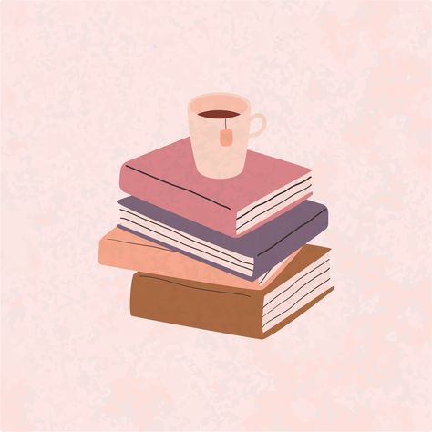 Stack Of Books, Coffee, Books, Pink