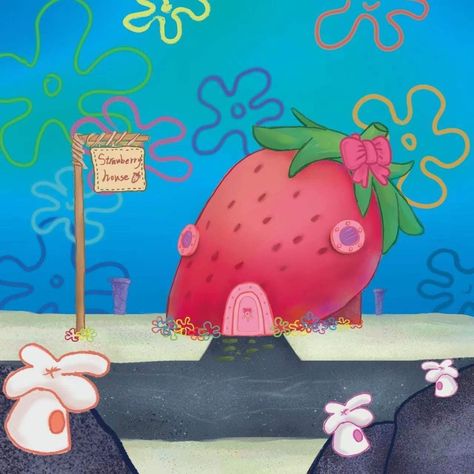 strawberry house spongebob edition Girly Teen Girl Spongebob, Spongebob Strawberries, Kiyot Painting, Spongebob Oc, Spongebob Widget, Spongebob Screencaps, Spongebob Icon, Spongebob Pfp, Pink Spongebob