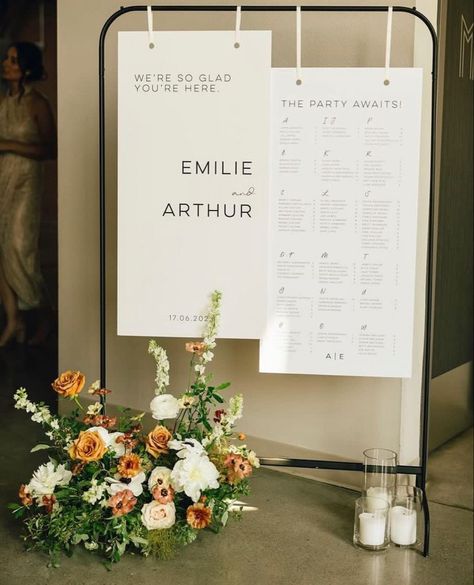 Table Chart Ideas Wedding, Table Guest List Ideas, Ikea Clothing Rack Wedding Sign, Wedding Welcome Sign And Seating Chart, Seating Chart Easel, Minimal Seating Chart, Simple Wedding Seating Chart, Simple Seating Chart, Welcome Sign And Seating Chart