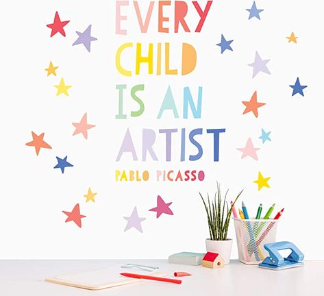 Artwork Display Wall, School Renovation, Playroom Quotes, Baby Room Wall Decals, Every Child Is An Artist, Nursery Designs, Inspirational Quotes For Girls, Silly Quotes, Kindergarten Classroom Decor