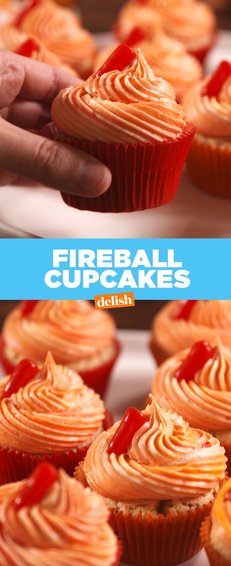 How many of these cupcakes are you throwing back? Get the recipe from Delish.com. Fireball Cupcakes, Fireball Recipes, Boozy Cupcakes, Cupcake Videos, Fireball Whiskey, Boozy Desserts, Köstliche Desserts, Savoury Cake, Bagels