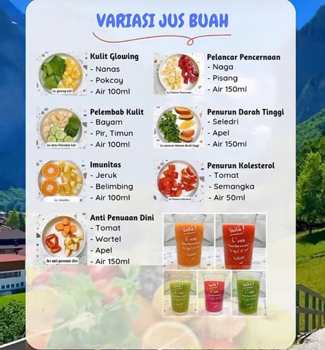 Minuman Diet, Jus Diet, Diet Sehat, Resep Smoothie, Healthy Juice Drinks, Healthy Food Habits, Healthy Meats, Resep Diet, Healthy Herbs