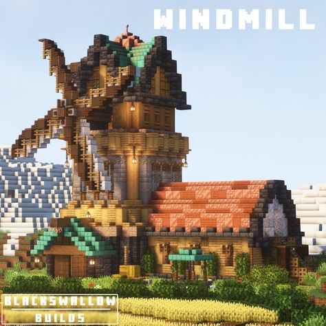 Minecraft Steampunk Windmill, Minecraft Farm Windmill, Fantasy Windmill Minecraft, Windmills Minecraft, Windmill Minecraft Ideas, Minecraft Grain Silo, Minecraft Medieval Windmill, Mc Windmill, Minecraft Windmill Tutorial