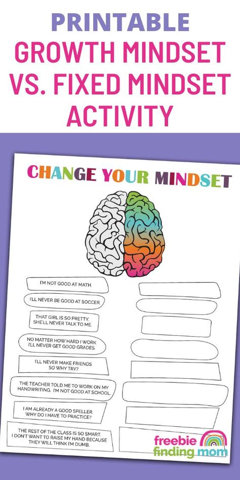 This is a printable growth mindset vs. fixed mindset activity that includes fixed mindset quotes in the left column that kids turn into growth mindset quotes and record in the right column. Growth Mindset Game, Mindset Definition, What Is Growth Mindset, Growth Mindset Vs Fixed Mindset, Growth Mindset For Kids, Self Esteem Worksheets, Mindset Activities, Growth Mindset Activities, Free Printable Planner