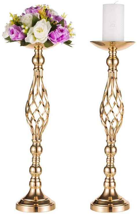 Amazon.com: Nuptio 2 Pcs Versatile Metal Flower Arrangement & Candle Holder Stand Set Candlelabra for Wedding Party Dinner Centerpiece Event Restaurant Hotel Decoration (Twist Style, 2 x S): Home & Kitchen Candle Stands Decor, Wedding Flowers Candles, Sented Candles, Wedding Party Dinner, Dinner Centerpieces, Candelabra Wedding, Candles Holder, Elegant Wedding Flowers, Event Centerpiece