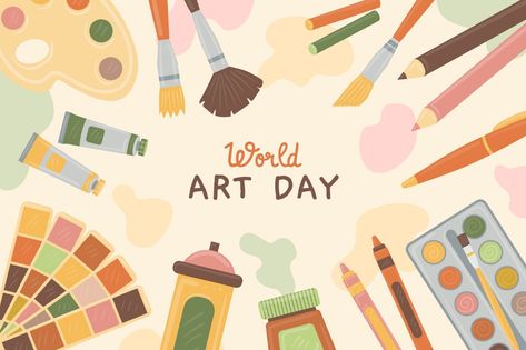 Art And Craft Banner Design, World Art Day Poster, Art Class Posters, World Art Day, Doodle Background, Neon Backgrounds, Watercolor Workshop, Digital Art Beginner, Theme Background