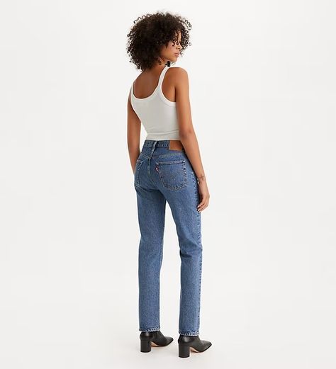 501® Original Fit Women's Jeans - Medium Wash | Levi's® US Modern Jeans, Levis 501 Straight Leg, Maroon Jeans, Levis Straight Leg Jeans, Levi 501, Tapered Leg Jeans, Neue Outfits, White Denim Jeans, The Blueprint