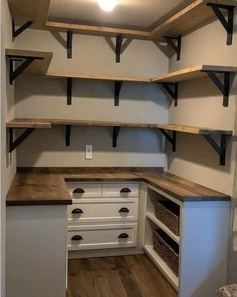 Walkin Pantry Ideas, Small Closet Pantry, Prep Kitchen Pantry, Kitchen Remake, Larder Pantry, Ikea Pantry, Organiser Cucina, House Remodeling Ideas, House Pantry