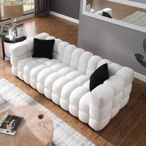 HypeBeast game's room, need furnishings like this. A Blank pallete for a colorful roo. Marshmallow Sofa, Modern Sofa Couch, Comfy Couch, Small Space Living Room, Beautiful Sofas, White Sofas, Living Room Seating, Modern Sofa, My New Room