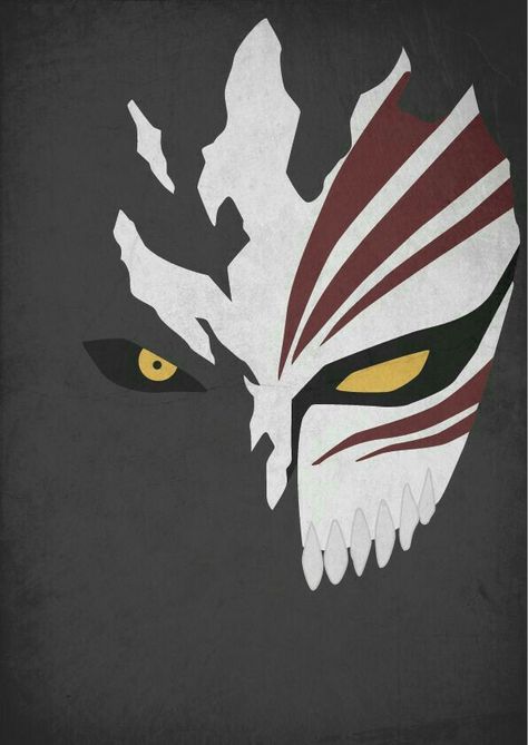 Kurosaki Ichigo, mask, Grim Reaper, Shinigami; Bleach Bleach Anime Painting, Ichigo Painting, Hollow Mask Tattoo, Ichigo Kurosaki Tattoo, Ichigo Kurosaki Mask, Ichigo Half Hollow, Anime Face Paint, Grungy Poster, Bleach Hollow Mask