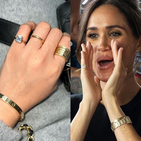 Linda Martínez | I found this pinky ring on eBay and it’s perfect! Meghan has been wore this ring for a while. ✨ ⠀⠀⠀⠀⠀⠀⠀⠀⠀ #pinkyring #meghanmarkle... | Instagram Cartier Pinky Ring, Pinky Ring Diamond, Hailey Bieber Pinky Ring, Pinky Finger Diamond Ring, Meghan Markle Pinky Ring, Pinky Rings, Diamond Pinky Ring, Gold Diamond Pinky Ring, Blake Lively Ring