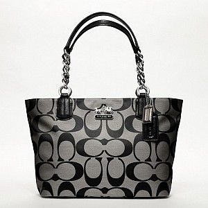 Coach Chelsea Signature Tote Silver/Black Couch Bag, Discount Coach Bags, Cheap Coach Bags, Pretty Purses, Coach Handbag, My Purse, Designer Purses, Handbag Heaven, Coach Outlet