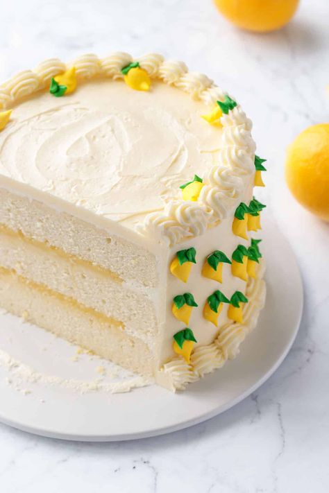 Triple Lemon Layer Cake | Love and Olive Oil Triple Layer Cake, Holiday Recipes Thanksgiving, Lemon Layer Cakes, Lemon Curd Filling, Lemon Buttercream, Lemon Dessert Recipes, Lemon Desserts, Lemon Cake, Cake Flour