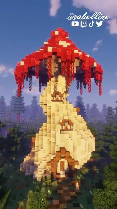 Lushcave Base Minecraft, Minecraft Lava And Water Tower, Minecraft Spawn Point Build, Tree Of Life Minecraft, Mushroom Treehouse Minecraft, Minecraft Big Mushroom, Mushroom Themed Minecraft Builds, Minecraft Celestial Build, Minecraft Mushroom Tower