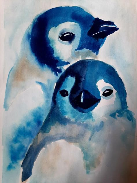 Penguin Painting, Watercolor Penguin, Sketchbook Ideas Inspiration, Penguin Illustration, Blue Penguin, Penguin Drawing, Penguin Art, Wildlife Artwork, Watercolor Bookmarks