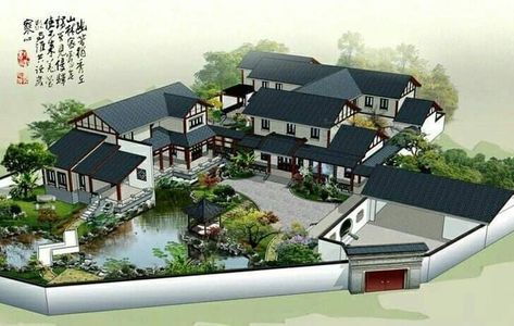 Traditional Japanese Mansion, Spa Plan, Japanese Mansion, Traditional Chinese House, Asian House, Chinese House, Japanese Style House, Traditional Japanese House, Seni Dan Kraf