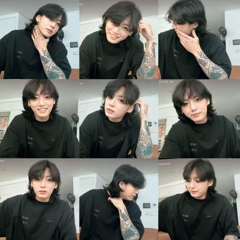 jk weverse live Wolf Cut, Messy Hairstyles, Jung Kook, Bts, Hair, Quick Saves