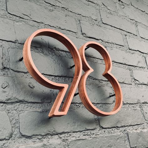 Custom made padouk house number #cncwoodprojects #padouk #padauk #housenumbers #cnc Architecture Panel, Metal House Numbers, Address Signs, Straw Bale, Wooden Numbers, House Number Plaque, Environmental Graphic Design, Mosaic House, Door Numbers