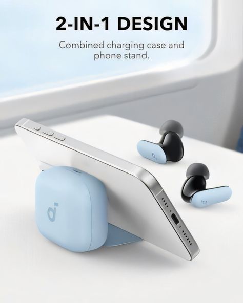 Brand	Soundcore
Color	Black
Ear Placement	In Ear
Form Factor	In Ear
Impedance	16 Ohm On Ear Earphones, Mobile Phone Stands, Noise Cancelling Earbuds, Ear Style, Creative Review, Active Noise Cancellation, Multi Tasking, Phone Stand, Wireless Earbuds