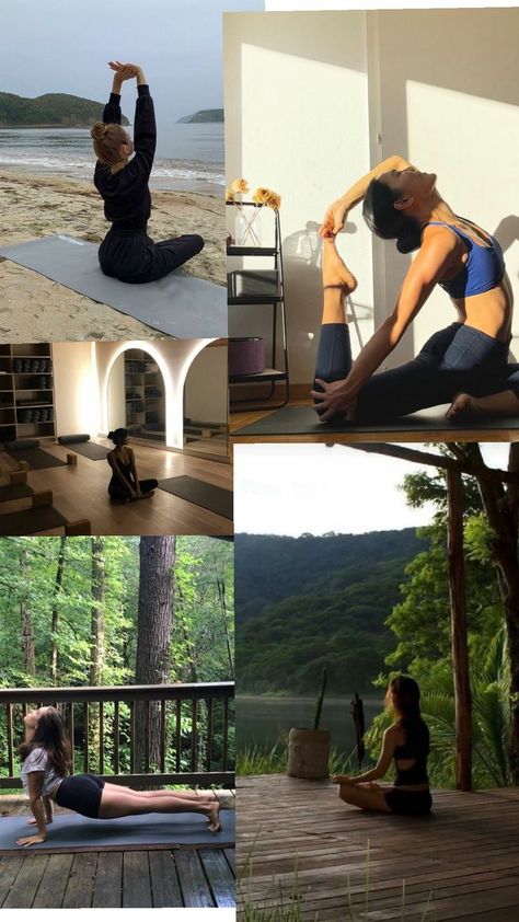 Girl Doing Yoga Aesthetic, Yoga Aesthetic Collage, Yoga Vision Board Aesthetic, Healthy Lifestyle Vision Board Ideas, Yoga Inspo Aesthetic, Yoga Lifestyle Aesthetic, Yoga And Pilates Aesthetic, Pilates Aesthetic Collage, Yoga And Meditation Aesthetic