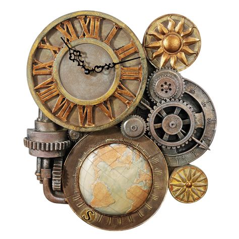 Design Toscano NG33981 Gears of Time Sculptural Wall Clock: Amazon.co.uk: Garden & Outdoors Décor Steampunk, Steampunk Mode, Steampunk Home Decor, Steampunk Wall Art, Small Wall Clock, Steampunk Home, Gear Wall Clock, Timepiece Design, Industrial Clocks