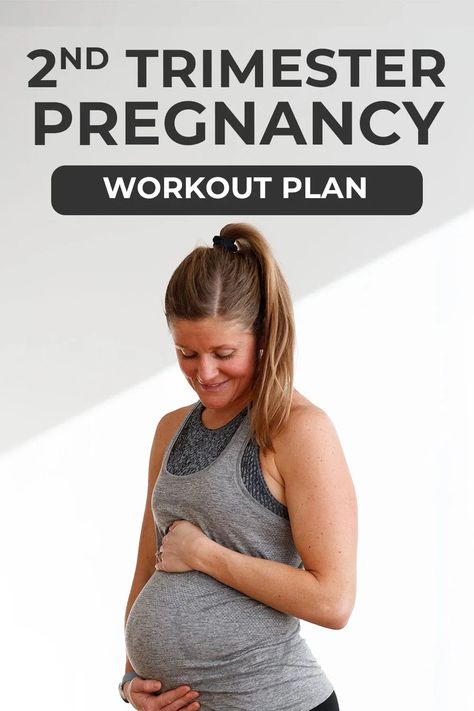 Maintain strength and prepare for labor with this safe and effective pregnancy workout plan for the 2nd trimester of pregnancy. The workouts range from prenatal strength training and LIIT or low impact interval training, to prenatal cardio and prenatal barre workouts. Follow along with a guided video for each day of the free pregnancy workout program. Prenatal Treadmill Workout, 2nd Trimester Workouts Gym, Workout For Pregnant Women 2nd Trimester, 2nd Trimester Pregnancy Workout, Beginner Pregnancy Workout, Second Trimester Workouts At Home, Prenatal Workout Second Trimester, 2nd Trimester Workouts, Workout For Pregnant Women