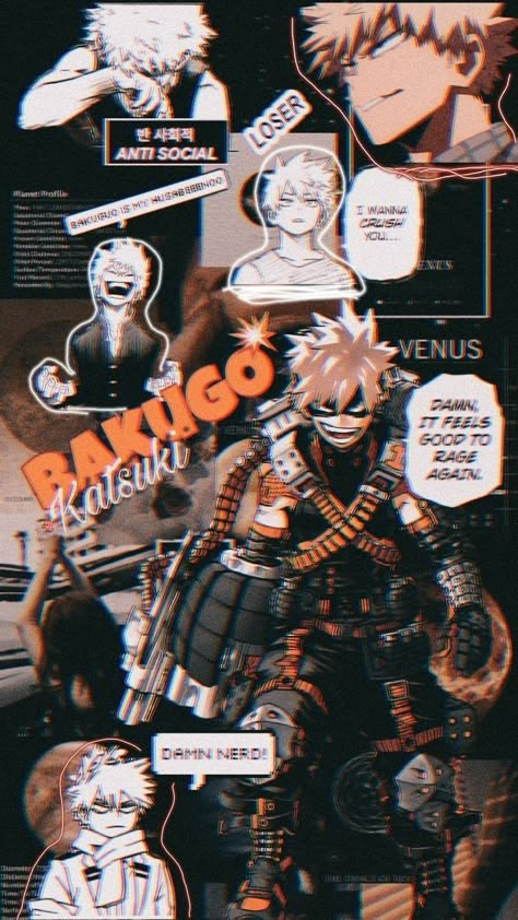 Mha Wallpaper, Katsuki Bakugo, Collage, Anime, Black