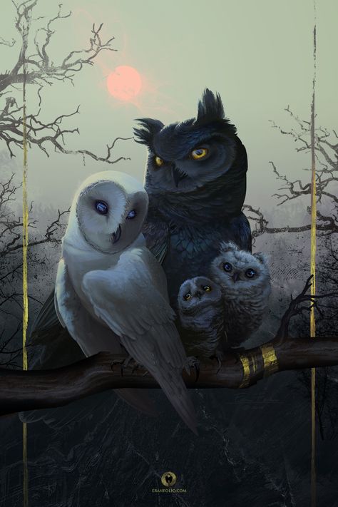 Owl Family Portrait by EranFowler on DeviantArt Galaxia Wallpaper, Monica Robles, Cute Owls Wallpaper, Witch Pictures, Teddy Bear Images, Owl Images, Owl Wallpaper, Fantasy Wall Art, Owl Family